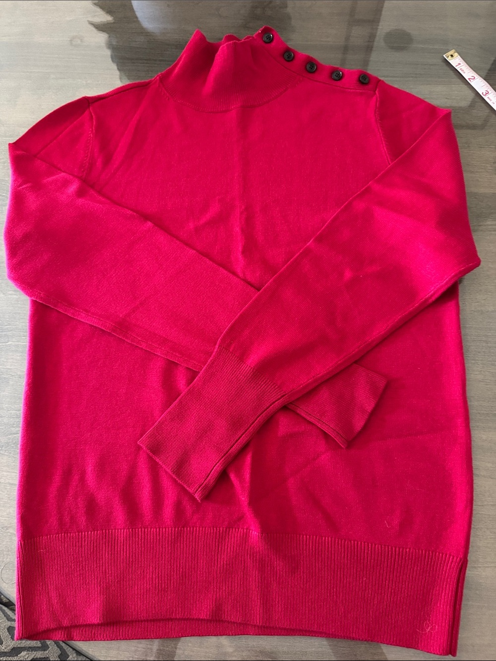 Ann Taylor Red Button-Shoulder Knit Sweater